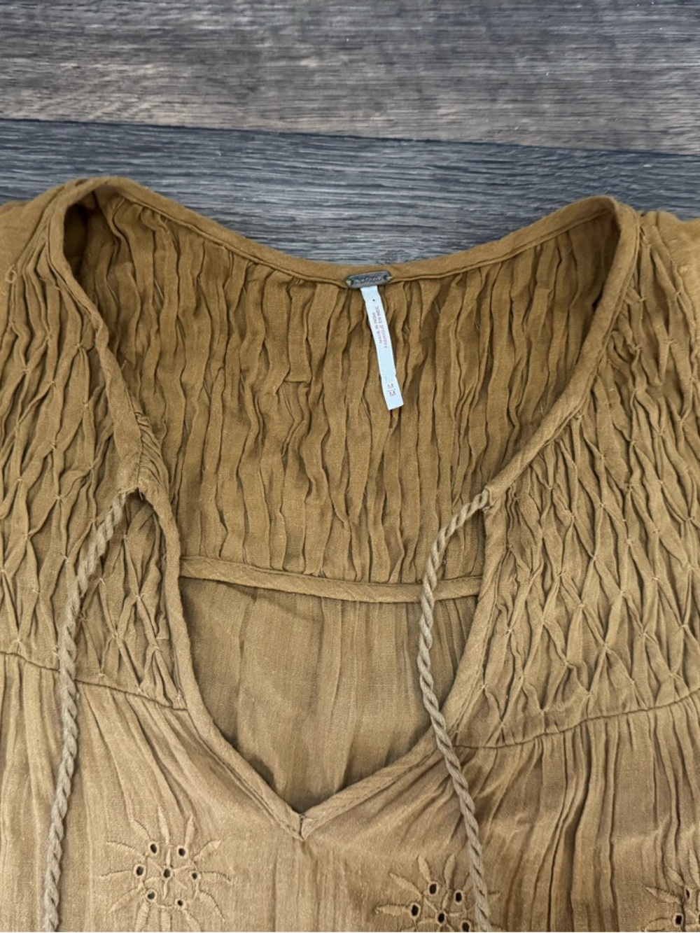 Free People Celestial Skies Tuscan Fields Midi Dress Cotton Bohemian Tiered M - Picture 5 of 9